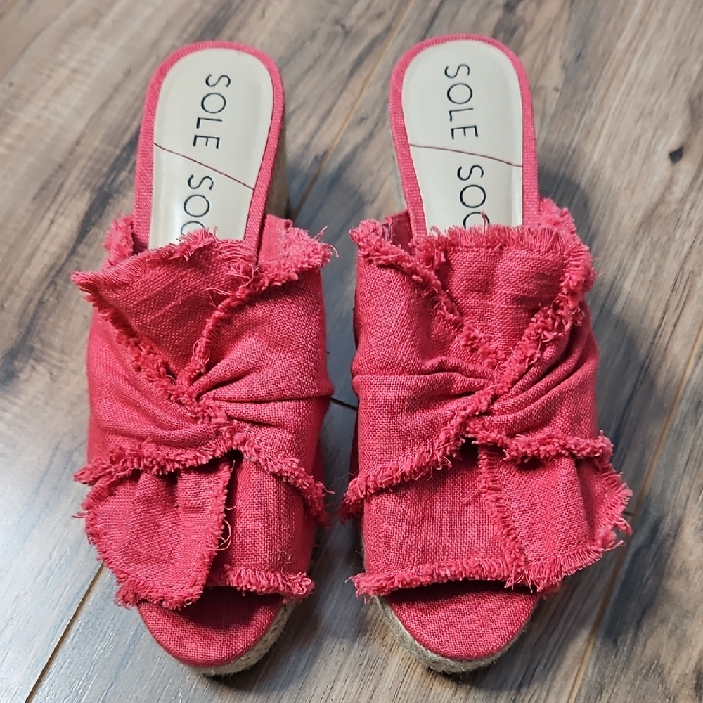Sole Society Carima Linen Women's Pink Peach  Frayed Espadrilles Shoe 9M